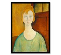 Artery8 Amedeo Modigliani Framed Wall Art Print in Green Blouse Portrait in Brown | Size: A4 Artery8 Brown A4