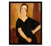Artery8 Amedeo Modigliani Framed Wall Art Print Madame Amedee Portrait in Brown | Size: A3 Artery8 Brown A3