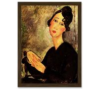 Artery8 Amedeo Modigliani Portrait Of Dedie Old Master Painting Artwork Framed Wall Art Print A4