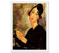 Artery8 Amedeo Modigliani Portrait Of Dedie Old Master Painting Artwork Framed Wall Art Print A4