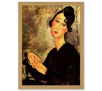 Artery8 Amedeo Modigliani Portrait Of Dedie Old Master Painting Artwork Framed Wall Art Print A4
