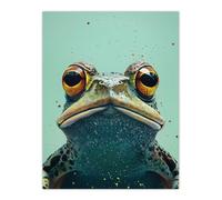 Artery8 American Bullfrog Macro Portrait Fun Modern Bathroom Toilet Extra Large XL Wall Art Poster Print