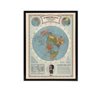 Artery8 American School Of The Air Age World Map Framed Canvas Wall Art Print in Blue | Size: W24" x H32" Artery8 Blue W24" x H32"