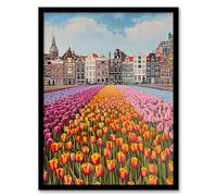 Artery8 Amsterdam Tulip Fields Cityscape Painting Modern Living Room Artwork Framed Wall Art Print 18X24 Inch