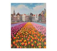 Artery8 Amsterdam Tulip Fields Cityscape Painting Modern Living Room Large Wall Art Poster Print Thick Paper 18X24 Inch