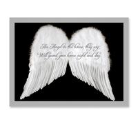 Artery8 An Angel The House Guard Home Wings Quote Motivation Typography A4 Artwork Framed Wall Art Print in Light Grey Artery8 Light Grey