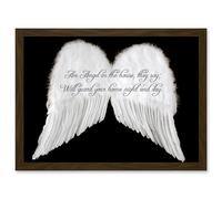An Angel The House Guard Home Wings Quote Motivation Typography A4 Artwork Framed Wall Art Print Artery8 Brown One Size