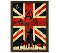 Artery8 Anarchy Flag Graffiti Print Union Jack Punk UK Artwork Framed Wall Art Print A4 in Brown Artery8 Brown