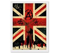 Artery8 Anarchy Flag Graffiti Print Union Jack Punk UK Artwork Framed Wall Art Print A4 in White Artery8 White
