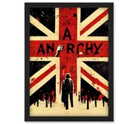 Artery8 Anarchy Union Jack Stencil Rebel Graffiti Punk UK Artwork Framed Wall Art Print A4 in Black Artery8 Black