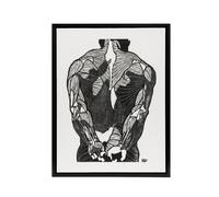 Artery8 Anatomical study of mans back muscles Stolk Framed Canvas Wall Art in White | Size: W12" x H16" Artery8 White W12" x H16"
