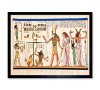 Wall Art Print Ancient Egyptian Papyrus Painting Hieroglyphics Horus Thoth Anubis Weighing Souls Art Framed Artery8 Black W12 inch x H16 inch