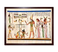 Wall Art Print Ancient Egyptian Papyrus Painting Hieroglyphics Horus Thoth Anubis Weighing Souls Art Framed Artery8 Brown W12 inch x H16 inch