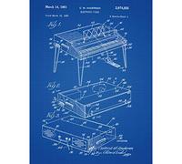 Artery8 Andersen Wurlitzer Electronic Piano Music Instrument 1961 Patent Plan Premium Wall Art Canvas Print 18X24 Inch