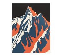Andes Mountain Climbing Orange Blue Colour Block Wall Art Print Artery8 Orange W24 inch x H32 inch