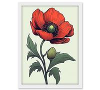 Artery8 Anemone Flower Bloom Tattoo Ink Body Art Rockabilly Americana 50s Artwork Framed A3 Wall Art Print