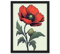 Artery8 Anemone Flower Bloom Tattoo Ink Body Art Rockabilly Americana 50s Artwork Framed A3 Wall Art Print