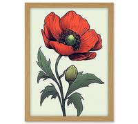 Artery8 Anemone Flower Bloom Tattoo Ink Body Art Rockabilly Americana 50s Artwork Framed A3 Wall Art Print