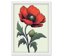 Artery8 Anemone Flower Bloom Tattoo Ink Body Art Rockabilly Americana 50s Artwork Framed Wall Art Print A4