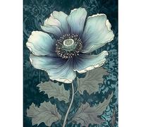 Artery8 Anemone Flower Bloom Teal Blue Watercolour Extra Large XL Wall Art Poster Print