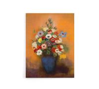 Artery8 Anemones & Lilacs in Blue Vase Redon Vintage Canvas Wall Art in Orange | Size: W12" x H16" Artery8 Orange W12" x H16"