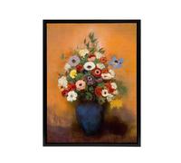 Artery8 Anemones & Lilacs in Blue Vase Redon Vintage Framed Canvas Wall Art in Orange | Size: W18" x H24" Artery8 Orange W18" x H24"