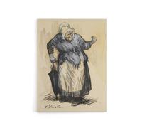 Artery8 Angry Old Lady Sketch William James Glackens Canvas Wall Art Print in Beige | Size: W12" x H16" Artery8 Beige W12" x H16"