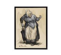 Artery8 Angry Old Lady Sketch William James Glackens Framed Canvas Wall Art in Beige | Size: W24" x H32" Artery8 Beige W24" x H32"