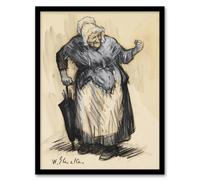 Artery8 Angry Old Lady Sketch William James Glackens Framed Wall Art Print in Beige | Size: W12" x H16" Artery8 Beige W12" x H16"