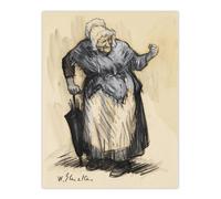 Artery8 Angry Old Lady Sketch William James Glackens Wall Art Poster Print in Beige | Size: W12" x H16" Artery8 Beige W12" x H16"