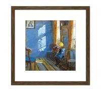 Artery8 Anna Ancher Sunlight In The Blue Room 8X8 Inch Square Wooden Framed Wall Art Print Picture with Mount in Brown Artery8 Brown