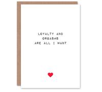 Artery8 Anniversary Card Adult Rude Saucy Funny Loyalty & Orgasms For Him Husband Partner in White Artery8 White