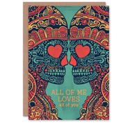 Artery8 Anniversary Card All of Me Sugar Skulls Love For Her Wife Partner Artery8 Multicolor