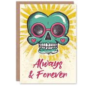 Artery8 Anniversary Card Always Forever Cool Skull For Her Wife Partner Artery8 Multicolor