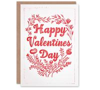 Artery8 Anniversary Card Floral Red Letterpress Etching For Her Wife Partner Artery8 Red