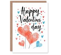Artery8 Anniversary Card Happy Love Heart Watercolour Simple For Him or Her in White Artery8 White