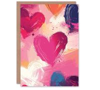 Artery8 Anniversary Card Love Heart Painting No Message For Him or Her Artery8 Multicolor