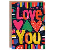 Artery8 Anniversary Card Love You Graffiti Hearts For Her Wife Partner Artery8 Multicolor