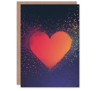 Artery8 Valentines Day Greeting Card Modern Pixel Love Heart No Message Simple For Him or Her