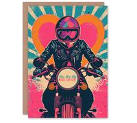 Artery8 Anniversary Card Pop Art Biker Ride or Die For Her Wife Partner Artery8 Multicolor