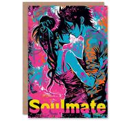 Artery8 Anniversary Card Soulmate Emo Rock Couple Embrace For Her Wife Partner Artery8 Multicolor