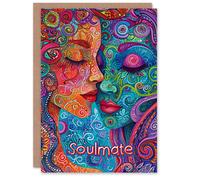 Artery8 Anniversary Card Soulmate LGBT Psychedelic Maximalist Art For Her Wife Partner Artery8 Multicolor