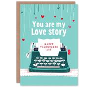 Artery8 Anniversary Card You Are My Love Story Typewriter For Him or Her in Blue Artery8 Blue
