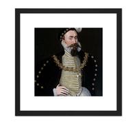 Artery8 Anonymous Portrait Dudley 1st Earl Leicester Painting 8X8 Inch Square Wooden Framed Wall Art Print Picture with Mount in Black Artery8 Black