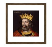 Artery8 Anonymous Portrait King Edward II England Painting 8X8 Inch Square Wooden Framed Wall Art Print Picture with Mount in Brown Artery8 Brown