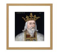 Artery8 Anonymous Portrait King Edward III England Painting 8X8 Inch Square Wooden Framed Wall Art Print Picture with Mount in Light Oak Artery8 Light Oak