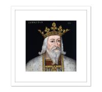 Artery8 Anonymous Portrait King Edward III England Painting 8X8 Inch Square Wooden Framed Wall Art Print Picture with Mount in White Artery8 White