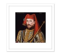Artery8 Anonymous Portrait King Henry IV England Painting 8X8 Inch Square Wooden Framed Wall Art Print Picture with Mount in White Artery8 White