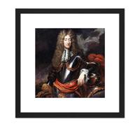 Artery8 Anonymous Portrait King James II England Painting 8X8 Inch Square Wooden Framed Wall Art Print Picture with Mount in Black Artery8 Black