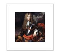 Artery8 Anonymous Portrait King James II England Painting 8X8 Inch Square Wooden Framed Wall Art Print Picture with Mount in White Artery8 White